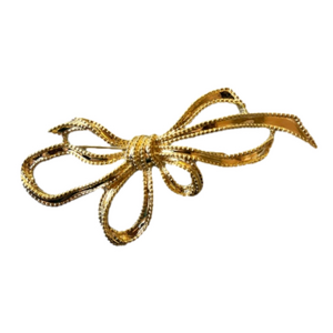Trifari Gold-Tone Ribbon Bow Vintage Brooch Pin 70s / 80s
